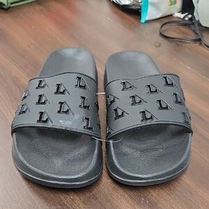 Unbranded Black Monogram Slide Sandals
